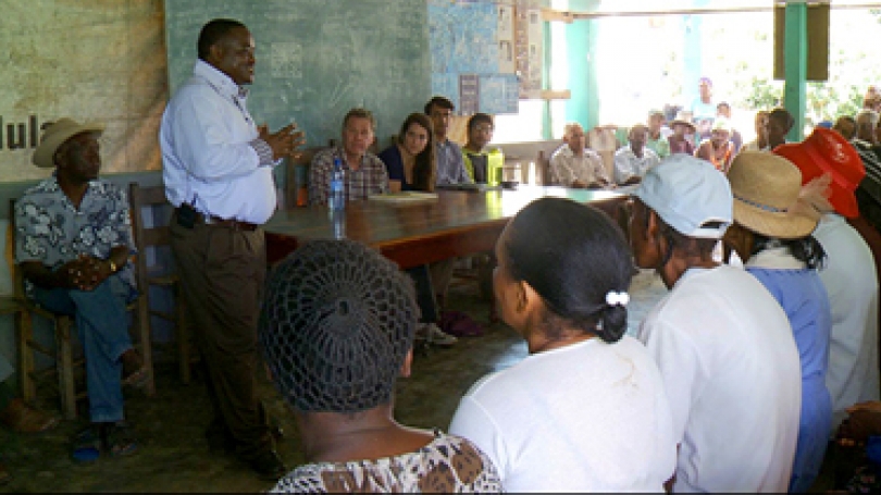 Haiti, community meeting in 2012 to discuss the current housing needs of the local community